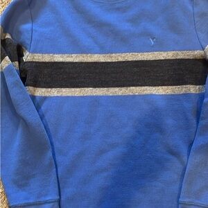 American Eagle Outfitters Blue thermal long sleeve with Black and Gray Stripes
